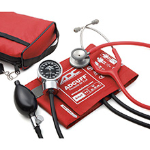 ADC PRO'S COMBO III Kit: 778 Pocket Aneroid, 603 Stethoscope, Red. MFID: 778-603-11AR