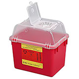 BD Sharps Collector, 8 Qt, Clear Top, Funnel Cap, Red, 24/case. MFID: 305344 (USA ONLY)