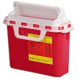 BD Patient/Exam Room Sharps Collector, 5.4 Qt, Red, Horiz. Entry, 10.75"x10.75"x4" CB Door. MFID: 305426 (USA ONLY)