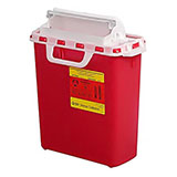 BD Patient/Exam Room Sharps Collector, 3 Gal, Red, Horiz. Entry, 16"x13.5"x6" CB Door. MFID: 305436 (USA ONLY)