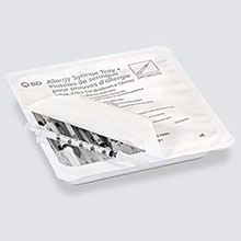 BD Allergist Tray, ½mL w/ Perm Attach Needle, 27 G x ½", Regular Bevel. MFID: 305535
