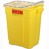 BD Chemotherapy Sharps Collector, 9 Gal, Yellow Hinged Top, Yellow, 8/case. MFID: 305603 (USA ONLY)