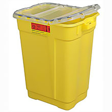 BD Chemotherapy Sharps Collector, 17 Gal, Hinged Top Gasketed, Yellow, 5/case. MFID: 305614