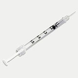 BD Tuberculin Syringe, ½mL w/ permanently attached needle, 27 G x ½", Regular Bevel. MFID: 305620