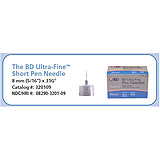 BD Ultra-Fine III, Short, 31G x 8mm, 100/box, 12 box/case. MFID: 320109 (USA ONLY)