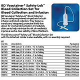 BD VACUTAINER Safety-Lok Blood Collection Set, 21 G x ¾", 12" Tube, Luer, 50/box, 4 box/case. MFID: 367281