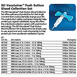 BD VACUTAINER Push Button Blood Collection Set w/ PB SH, 21G x ¾", 12" Tube, 50/box, 4 box/case. MFID: 367344