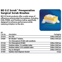 BD E-Z SCRUB Scrub Brush w/3% PCMX, Color Code Blue, 300/case. MFID: 371163