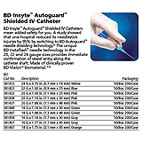 BD INSYTE Autoguard Shielded IV Catheter, Straight, 14 G x 1¾", Orange, 50/box, 4 box/case. MFID: 381467