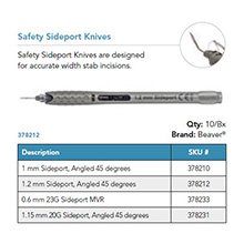 Beaver EdgeAhead Safety Sideport Knife, 1mm, Angled 45 degrees. MFID: 378210