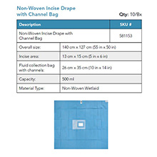 BVI Non-Woven Half Body Incise Drape with Channel Bag, 500 ml, 10/bx. MFID: 581153