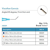 Visitec Viscoflow Cannula, .60 x 22 mm (23G x 7/8 in). MFID: 585009