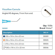 Visitec Viscoflow Cannula, .60 x 22 mm (23G x 7/8 in). MFID: 585009