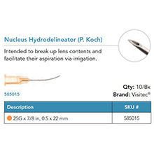 Visitec Nucleus Hydrodelineator [P. Koch], .50 x 22 mm (25G x 7/8 in). MFID: 585015