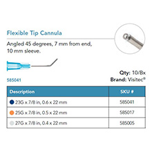 Visitec Flexible Tip Cannula, .60 x 22 mm (23G x 7/8 in). MFID: 585041
