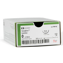 Covidien SURGILON Nylon Suture, Reverse Cutting, Size 2-0, Black, 30", Needle GS-10, ½ Circle. MFID: 8886193251