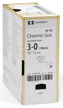 Covidien Chromic Gut Suture, Taper Point, Size 1, 5x18", Needle HGS-20, ½ Circle. MFID: CG975M