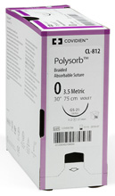 Covidien POLYSORB Suture, Reverse Cutting, Size 1, Undyed, 36", Needle GS-11, ½ Circle. MFID: CL535
