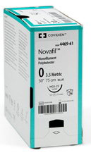 Covidien NOVAFIL Suture, Premium Spatula, Size 5-0, Blue, 12", Needle SS-24, ¼ Circle. MFID: PB6723K