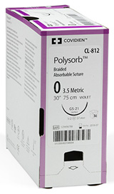 Medtronic Covidien POLYSORB Suture, Premium Reverse Cutting, Size 7-0, Undyed, 18", Needle P-21, 1/2 Circle, 12/bx. MFID: SL-1624G (USA ONLY)