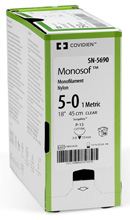 Covidien MONOSOF Nylon Suture, Reverse Cut, Size 2-0, Black, 30", Needle C-25, ½ Circle. MFID: SN682