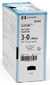 Medtronic Covidien SOFSILK Silk Suture, Size 4-0, Black, 18", Needle P-24, 1 dz/bx. MFID: SS1694G (USA ONLY)