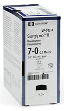Covidien SURGIPRO II Suture, Taper Point, Size 4-0, Blue, 36", Needle CV-23, ½ Circle. MFID: VP557X-2