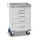 DETECTO RESCUE General Purpose Medical Cart, White Frame, 5 White Drawers, Keyed Lock. MFID: RC33669WHT