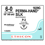 ETHICON Suture, PERMA-HAND, Precision Point - Reverse Cutting, P-3, 18", Size 6-0. MFID: 1639G (USA ONLY)