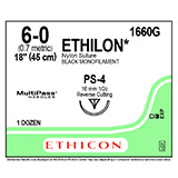 ETHICON Suture, ETHILON, Precision Point - Reverse Cutting, PS-4, 18", Size 6-0. MFID: 1660G (USA ONLY)