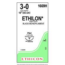 ETHICON Suture, ETHILON, Precision Point - Reverse Cutting, PS-2, 18", Size 3-0. MFID: 1669H