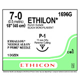 ETHICON Suture, ETHILON, Precision Point - Reverse Cutting, P-1, 18", Size 7-0. MFID: 1696G (USA ONLY)