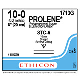 ETHICON Suture, PROLENE, SABRELOC - Straight Transchamber, STC-6 / STC-6, 8", Size 10-0. MFID: 1713G (USA ONLY)