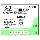 ETHICON Suture, ETHILON, MICROPOINT - Spatula, TG175-8 / TG175-8, 12", Size 8-0. MFID: 1716G (USA ONLY)