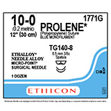 ETHICON Suture, PROLENE, MICROPOINT - Spatula, TG140-8 / TG140-8, 12", Size 10-0. MFID: 1771G (USA ONLY)