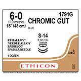 ETHICON Suture, Surgical Gut - Chromic, SABRELOC - Spatula, S-14 / S-14, 18", Size 6-0. MFID: 1791G (USA ONLY)