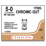 ETHICON Suture, Surgical Gut - Chromic, SABRELOC - Spatula, S-14 / S-14, 12", Size 5-0. MFID: 1792G (USA ONLY)