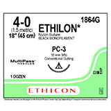 ETHICON Suture, ETHILON, Precision Cosmetic - Conventional Cutting PRIME, PC-3, 18", Size 4-0. MFID: 1864G (USA ONLY)