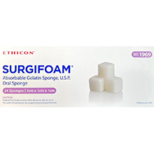ETHICON SURGIFOAM Absorbable Oral Gelatin Sponge, Sterile, 1cm x 1cm x 1cm. MFID: 1969