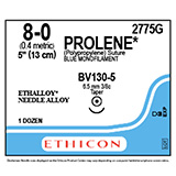 ETHICON Suture, PROLENE, Taper Point, BV130-5, 5", Size 8-0. MFID: 2775G (USA ONLY)