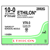 ETHICON Suture, ETHILON, TAPERCUT, V75-3, 5", Size 10-0. MFID: 2892G (USA ONLY)