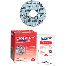 ETHICON Biopatch Antimicrobial Dressing, Disk, 1", 7mm Center Hole, Sterile. MFID: 4152
