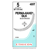ETHICON Suture, PERMA-HAND, Reverse Cutting, LR / LR, 30", Size 5, 2 dozens. MFID: 485T (USA ONLY)