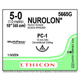 ETHICON Suture, NUROLON, Precision Cosmetic - Conventional Cutting PRIME, PC-1, 18", Size 5-0. MFID: 5665G (USA ONLY)