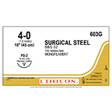 ETHICON Suture, Surgical Stainless Steel, Reverse Cutting, FS-2, 18", Size 4-0. MFID: 603G (USA ONLY)
