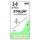 ETHICON Suture, ETHILON, Straight Cutting Needles, KS, 30", Size 3-0. MFID: 627H (USA ONLY)