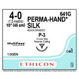 ETHICON Suture, PERMA-HAND, Precision Point - Reverse Cutting, P-3, 18", Size 4-0. MFID: 641G (USA ONLY)