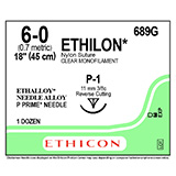 ETHICON Suture, ETHILON, Precision Point - Reverse Cutting, P-1, 18", Size 6-0. MFID: 689G (USA ONLY)