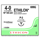 ETHICON Suture, ETHILON, Precision Point - Reverse Cutting, P-3, 18", Size 4-0. MFID: 699G (USA ONLY)