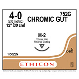 ETHICON Suture, Surgical Gut - Chromic, Reverse Cutting, M-2, 12", Size 4-0. MFID: 752G (USA ONLY)